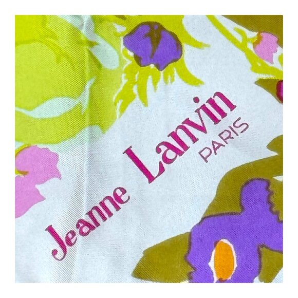 Vintage Jeanne Lanvin Paris 100% Silk Scarf 29" Floral Lattice Made In France - Picture 3 of 7